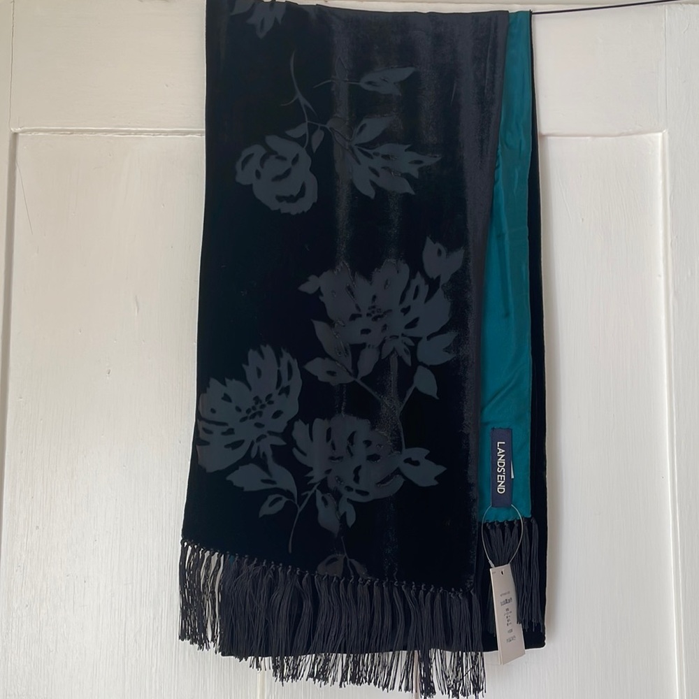 Crushed velvet floral and satin scarf